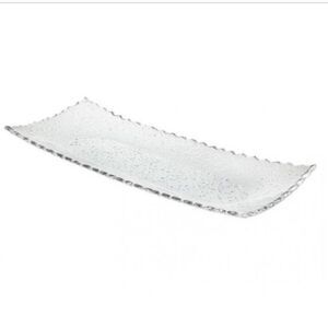 Godinger Crystal Tray 14 X16 with Silver Band - Silver